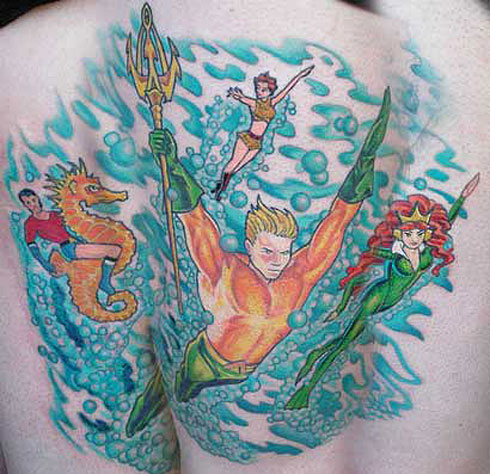 Amazing Aqua Man Tattoo Design