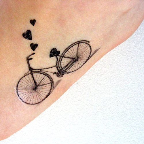 Amazing Bike With Hearts Tattoo Design