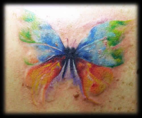 Aqua Color Butterfly Tattoo Design