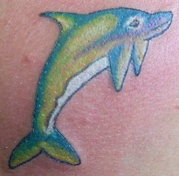 Aqua Color Dolphin Tattoo Design