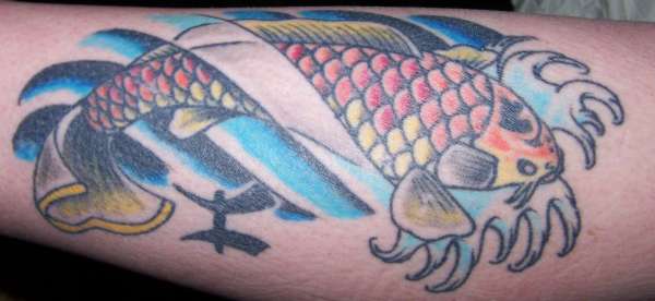 Aqua Color Fish Tattoo Design For Arm