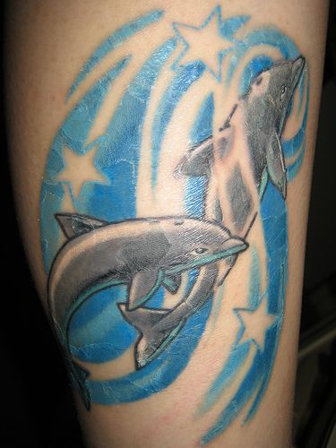 Aqua Dolphin Tattoo Design