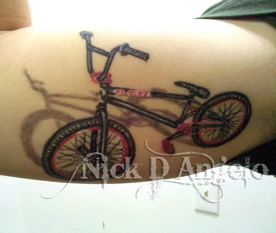 Attractive 3D Bike Tattoo Design