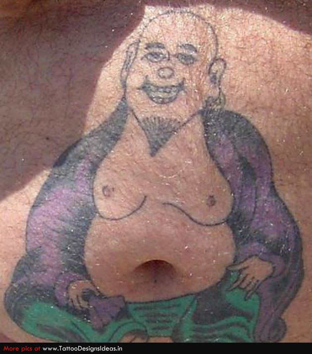 Awesome Buddha Tattoo On Belly