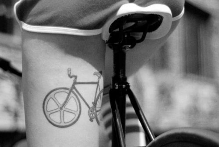 Black Bike Tattoo On Back Thigh