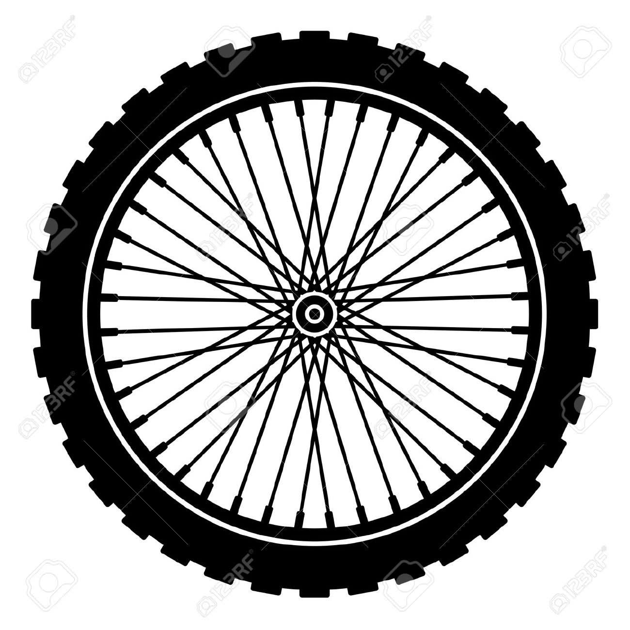 Black Bike Wheel Tattoo Stencil