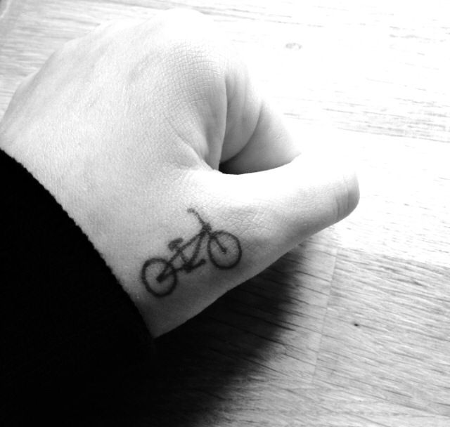 Black Bmx Bike Tattoo On Hand