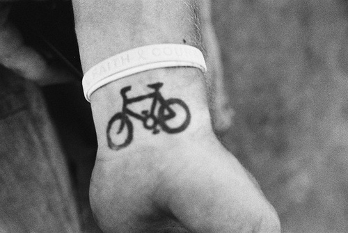 Black Bmx Bike Tattoo On Wrist