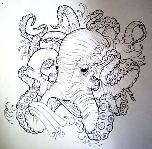 Black Eyes Octopus Tattoo Design