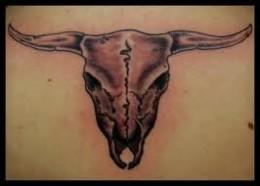 Black Ink Cow Skull Tattoo Design