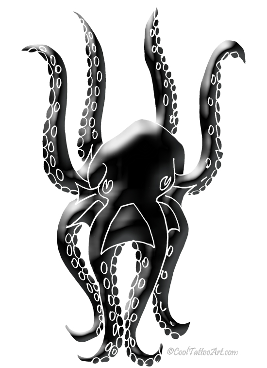 Black Octopus Tattoo Design