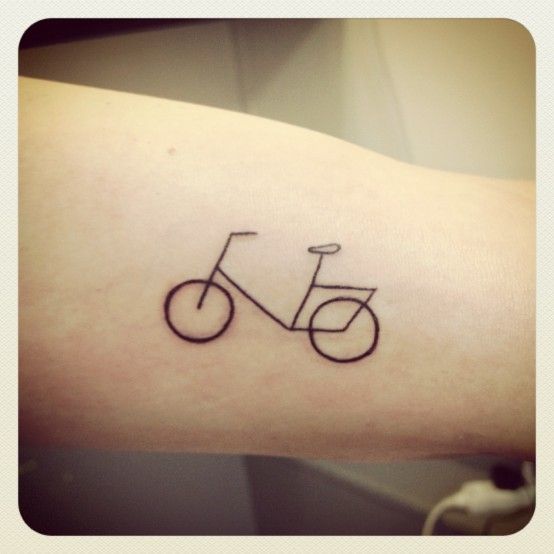 Black Simple Bike Tattoo Design For Arm
