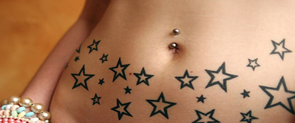 Black Stars Tattoo On Belly