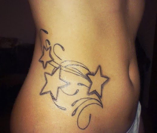 Black Stars Tattoo On Side Belly