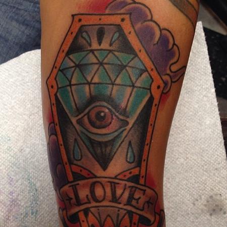 Blue Diamond Eye Coffin Tattoo