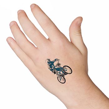 Bmx Biker Tattoo On Hand