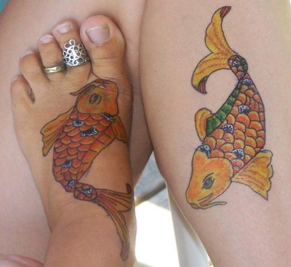 Carp Fish Tattoo Design For Foot And Leg Calf