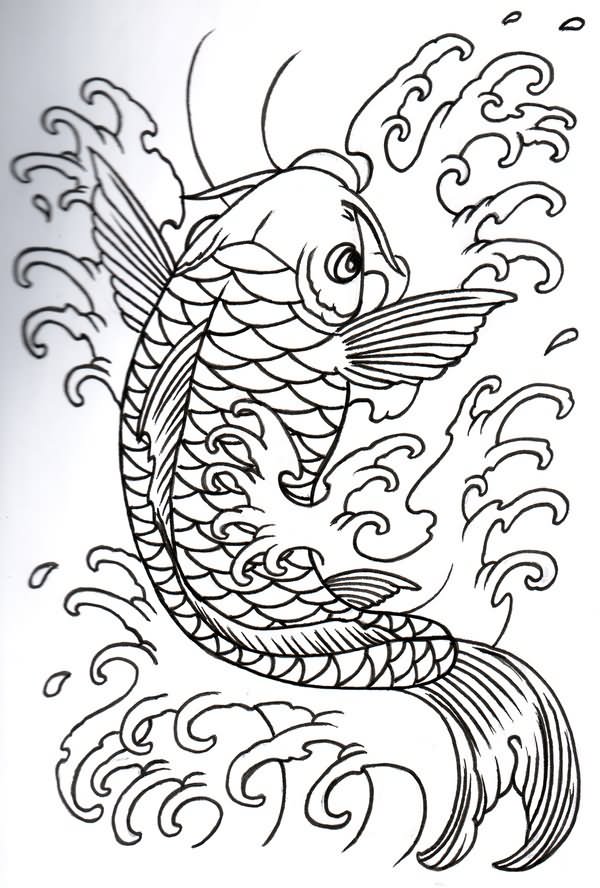 Carp Fish Tattoo Stencil