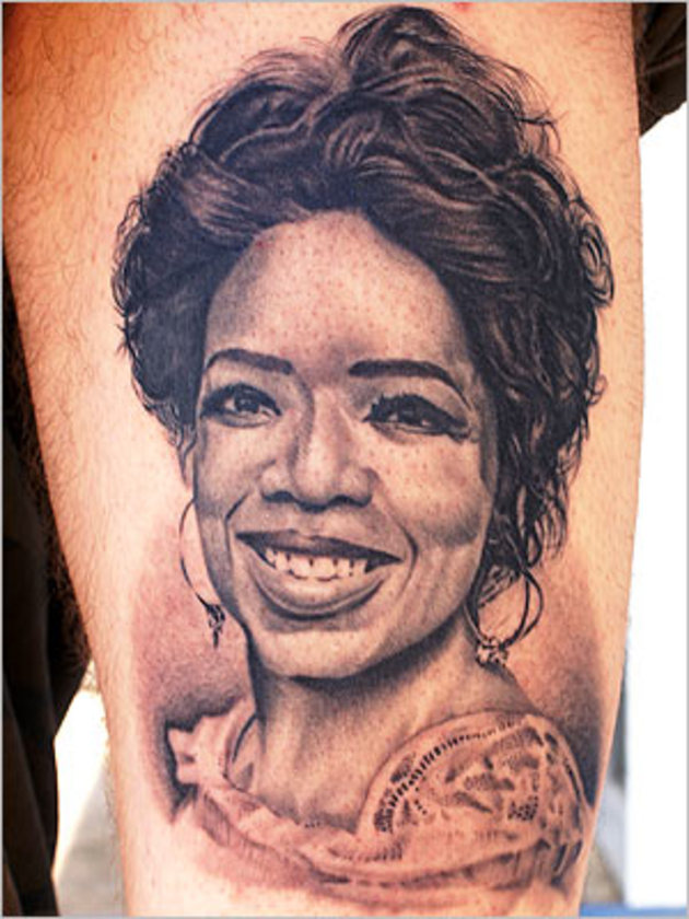 Celebrity Oprah Head Tattoo Design