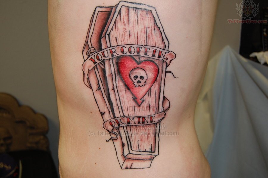 Coffin Tattoo With Banner Your Coffin Or Mine