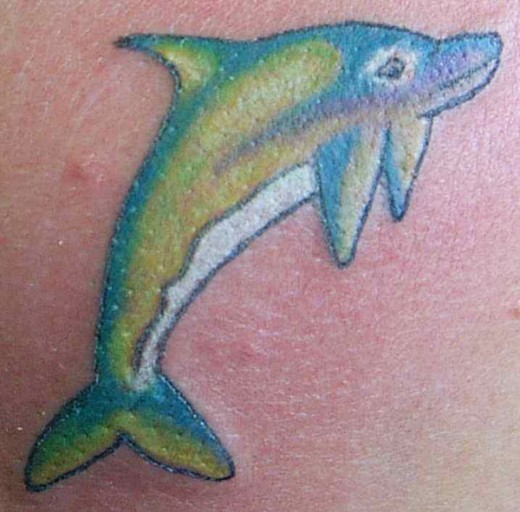Cool Aqua Dolphin Tattoo Design