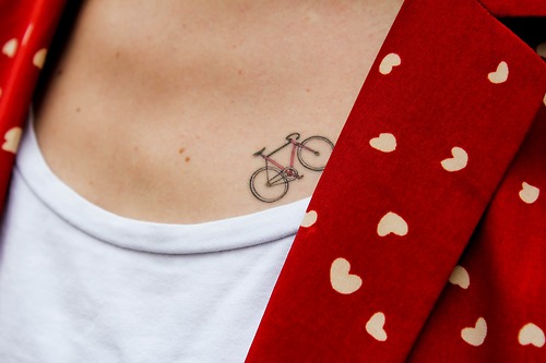 Cool Little Bike Tattoo Design For Collarbone
