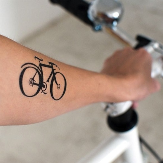 Cool Simple Bike Tattoo On Forearm