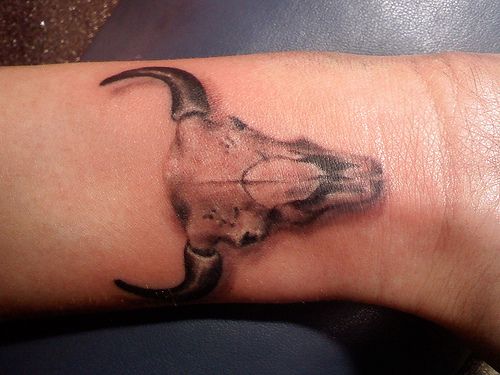 Cow Skull Tattoo Design For Wrist