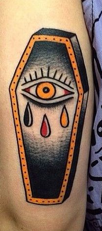 Crying Eye Coffin Tattoo By Christian Lanouette