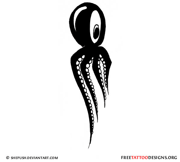 Cute Black Octopus Tattoo Design