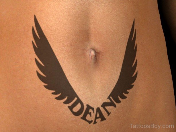 Dean - Black Wings Tattoo On Belly