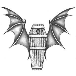 Devil Wings With Coffin Tattoo Design