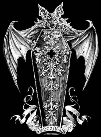 Dragon Wings Coffin Tattoo Design
