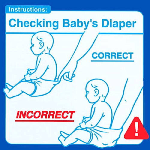 Funny Checking Baby's Diaper Parenting Picture