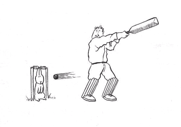 Funny Cricket Playing Drawing Image