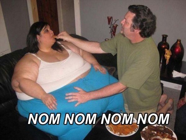 Funny Fat Woman Eating NOM NOM NOM Picture