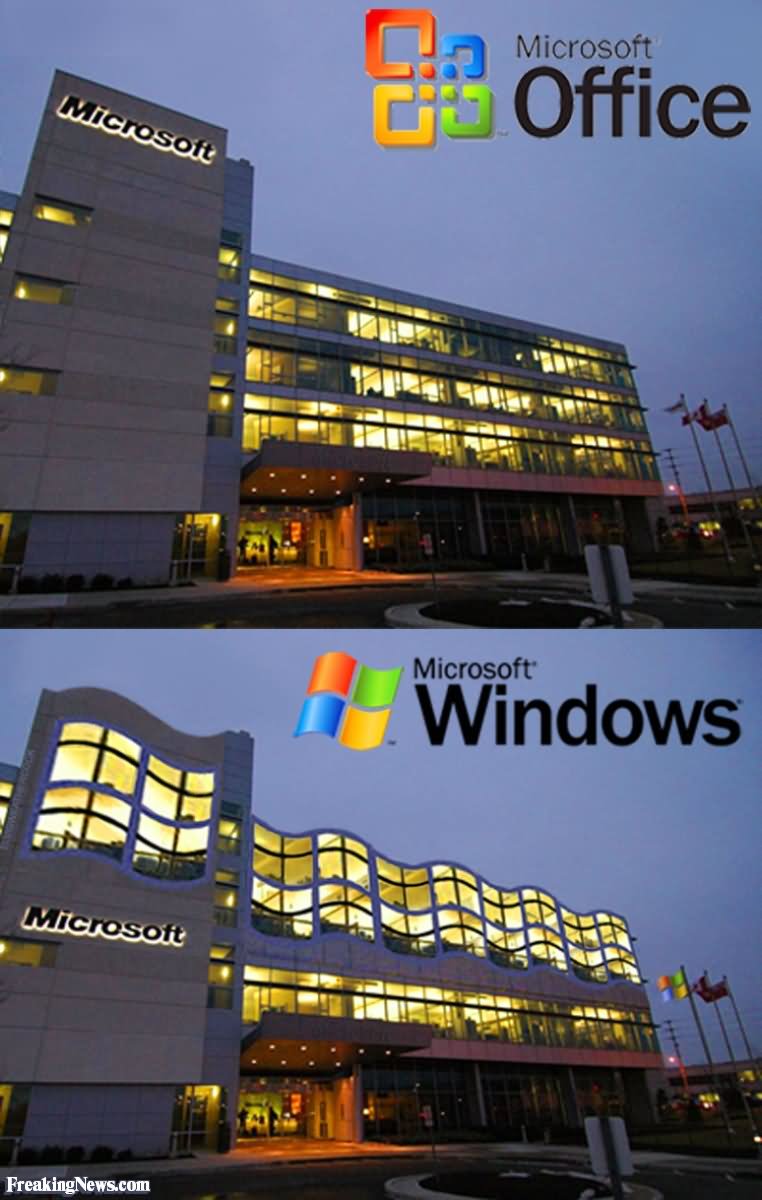Funny Microsoft Windows Panes Building Picture