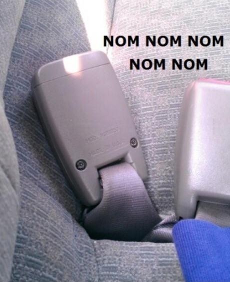 Funny NOM NOM NOM Car Seat Belt Image