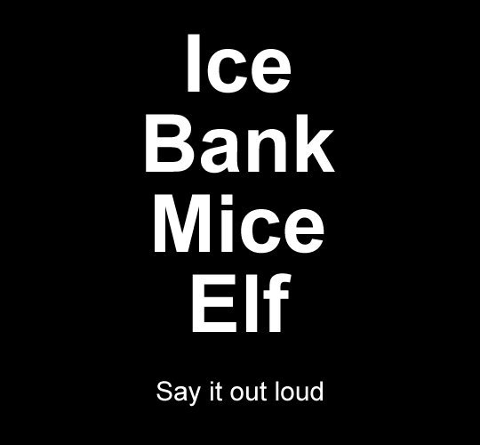 Funny Play On Words Ice Bank Mice Elf Say It Out Loud Image