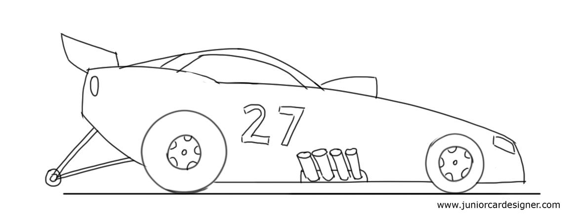 Funny Racer Car Drawing Picture