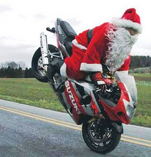 Funny Santa Bike Stunt Picture