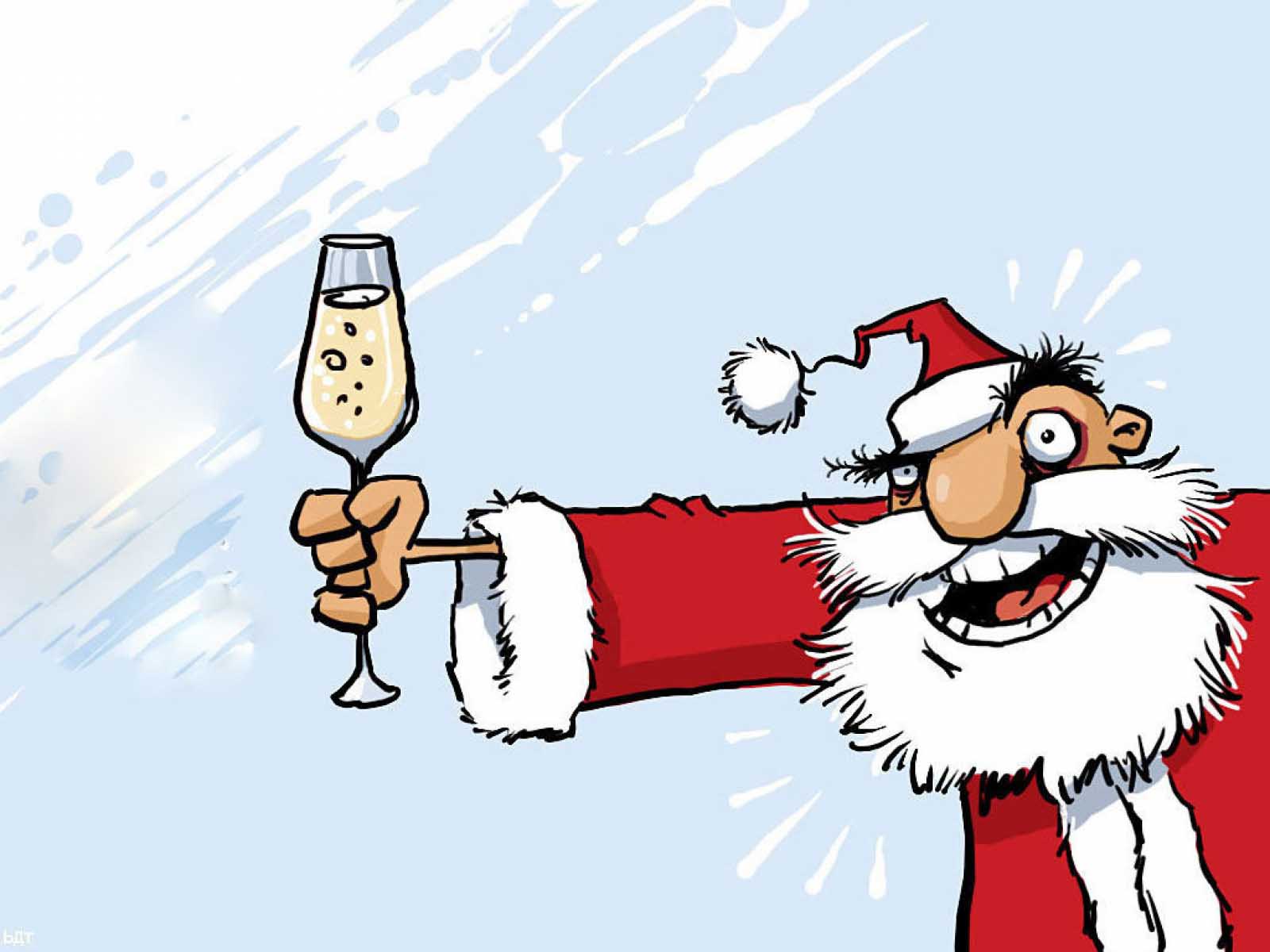 Funny Santa With Wine Glass