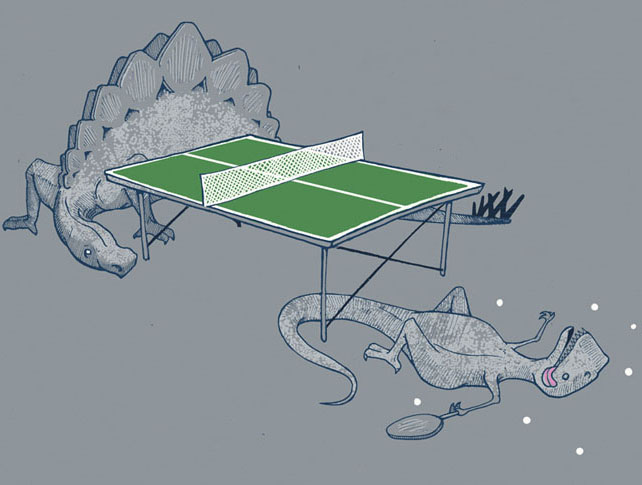 Funny Table Tennis Fail Dinosaurs Drawing