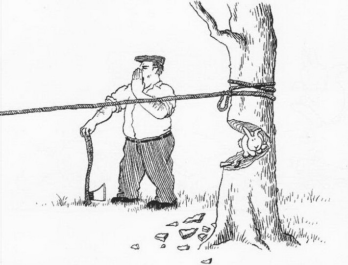 Funny Tree Pulling Drawing Image