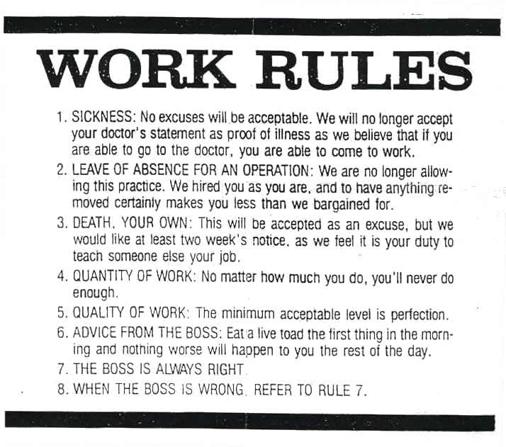 Funny Work Rules Picture