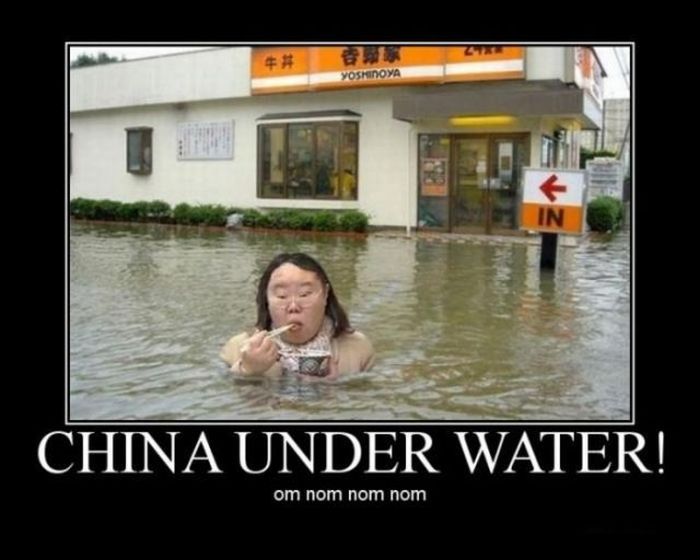 Girl Eating China Under Water Funny NOM NOM NOM Image