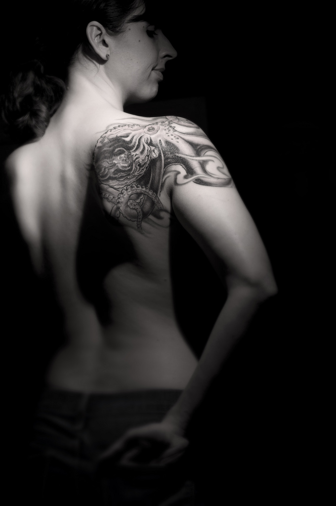 Girl With Octopus Tattoo On Shoulder by Lifebypixels