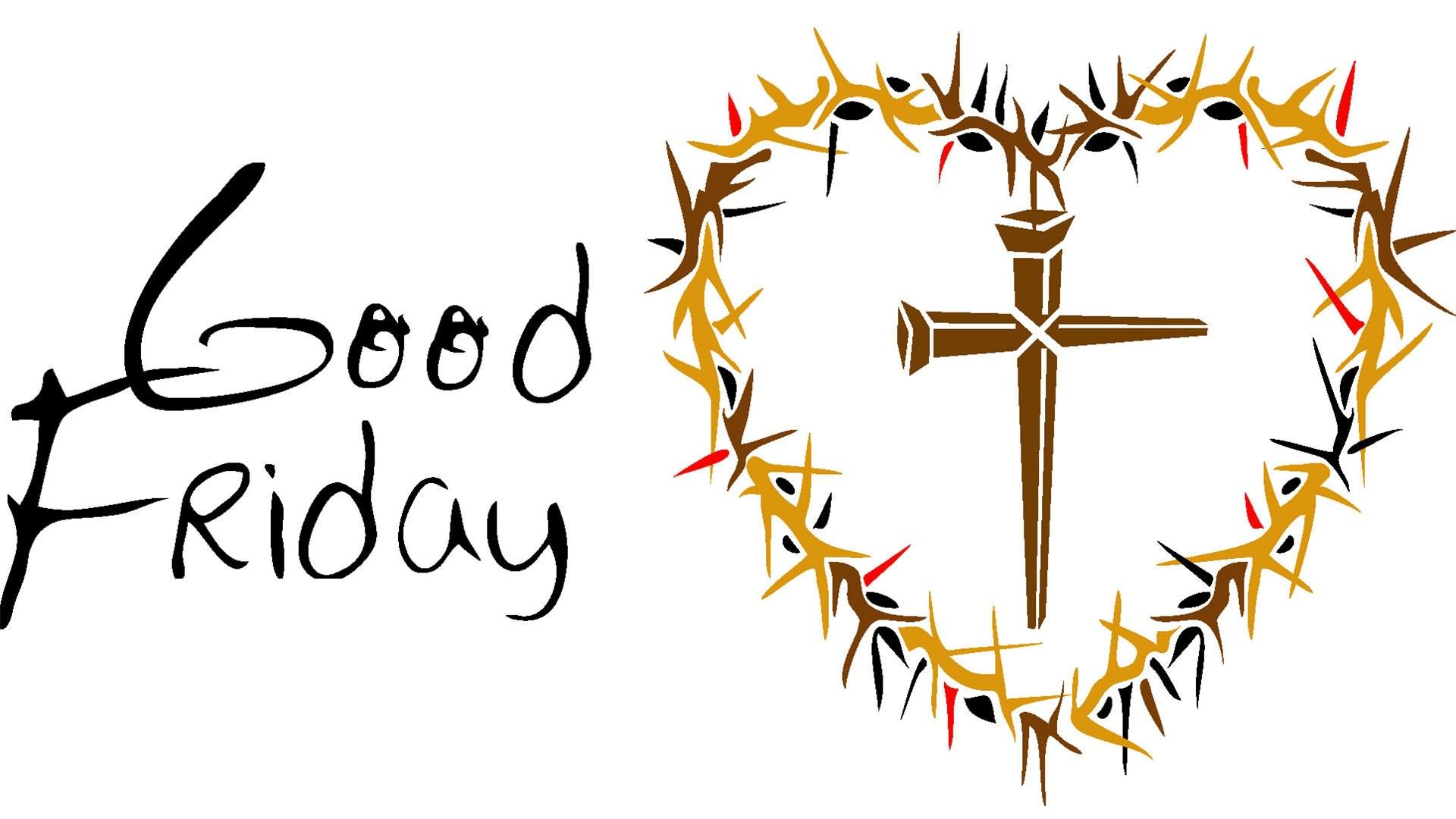 Good Friday Heart Thorn Wreath With Cross Clipart