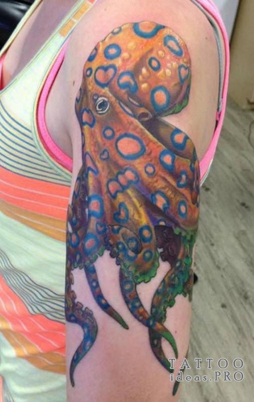 Half Sleeve Octopus Tattoo For Girls