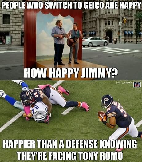 Happier Than A Defense Knowing They Are Facing Tony Romo Funny Sports Humor Image
